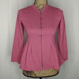 Pink Lori Goldstein Peplum Zip Up